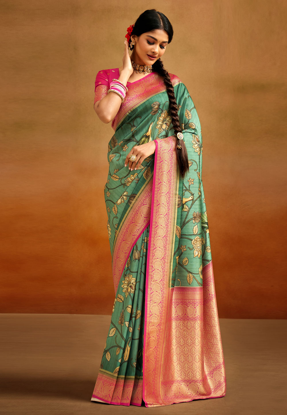 Green Banarasi Silk Saree With Blouse 269681