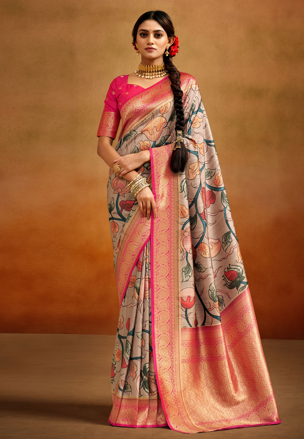 Light Brown Banarasi Silk Saree 269682