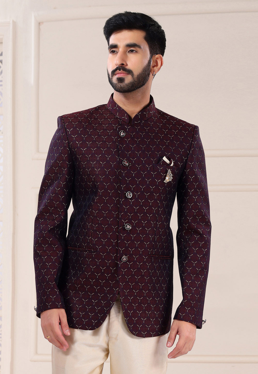 Wine colour outlet jodhpuri suit