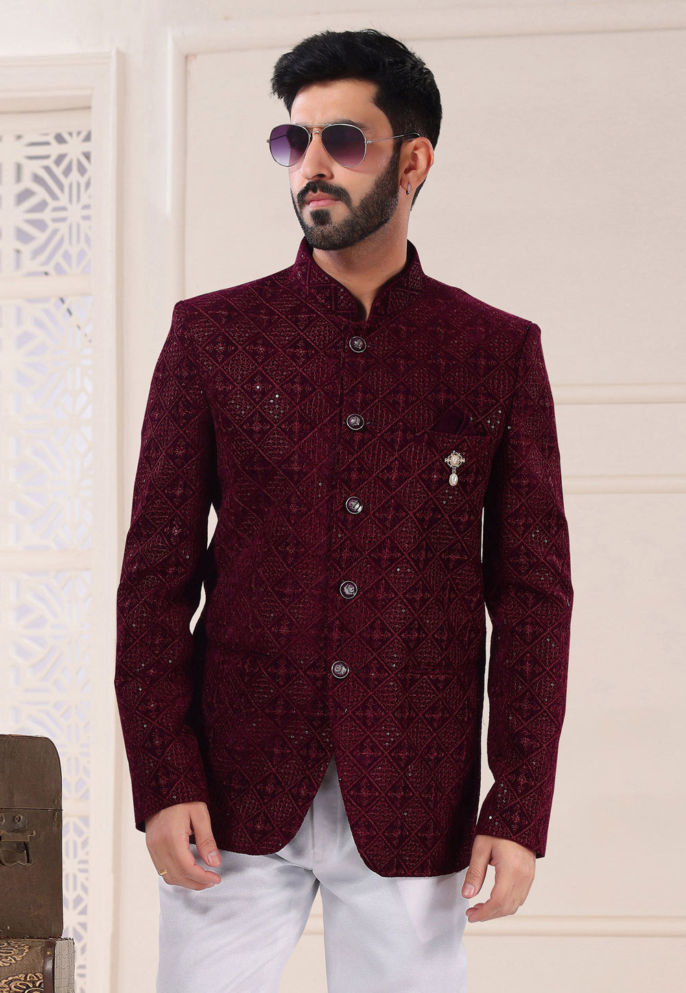 Velvet jodhpuri clearance suit