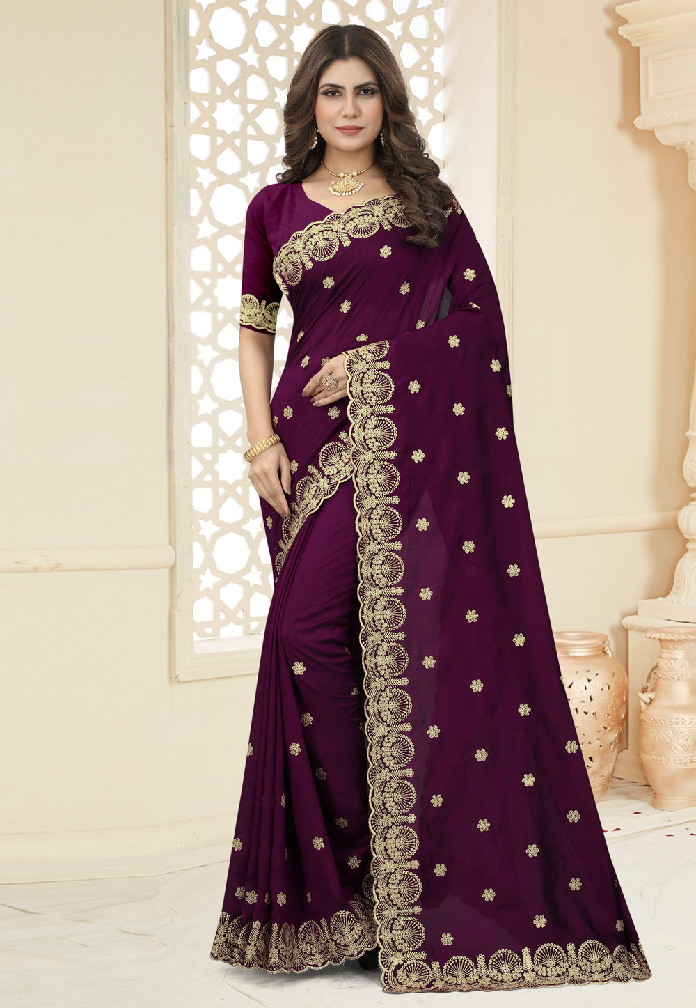 Purple Silk Saree With Blouse 258507