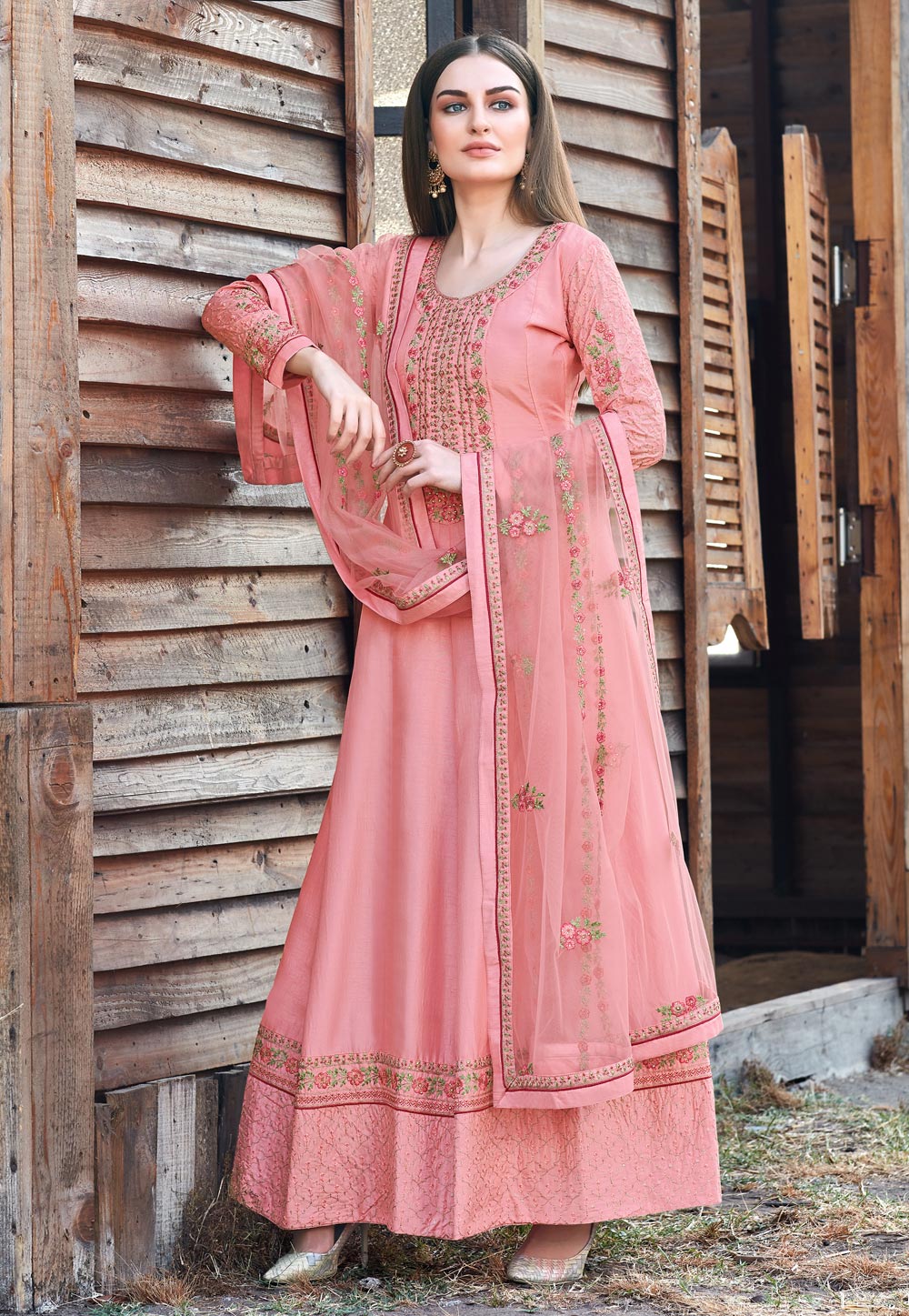 Pink Silk Ankle Length Anarkali Suit 209966