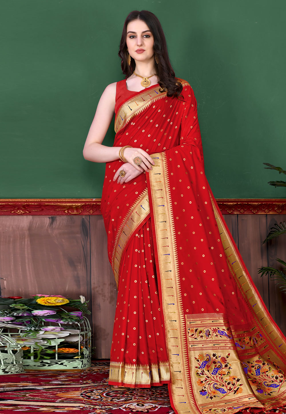 Red Silk Paithani Saree 259066