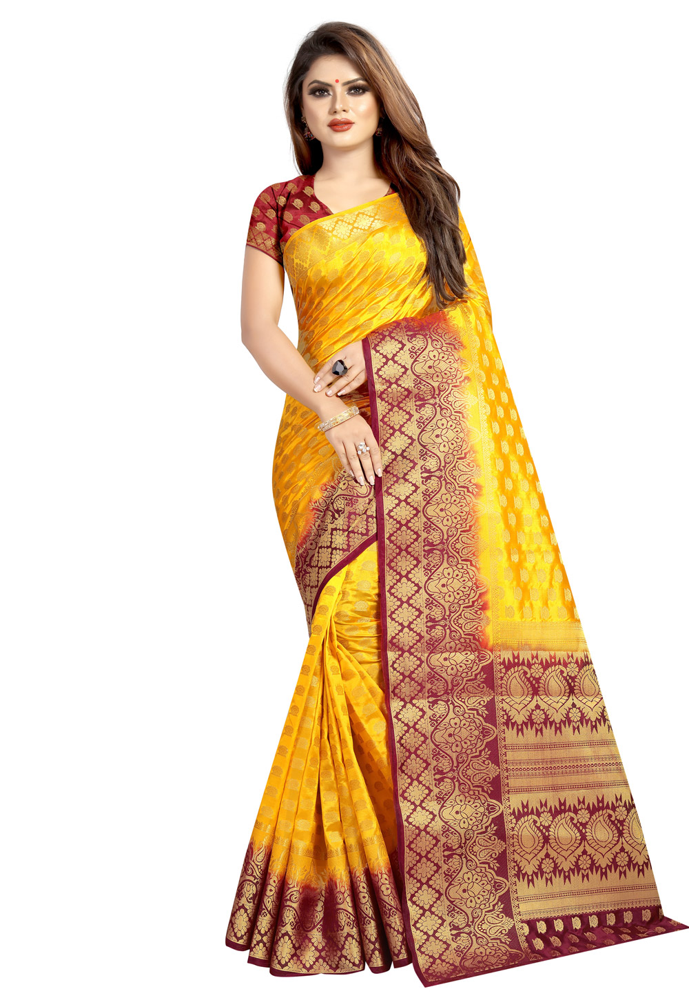 Yellow Banarasi Silk Festival Wear Saree 195620