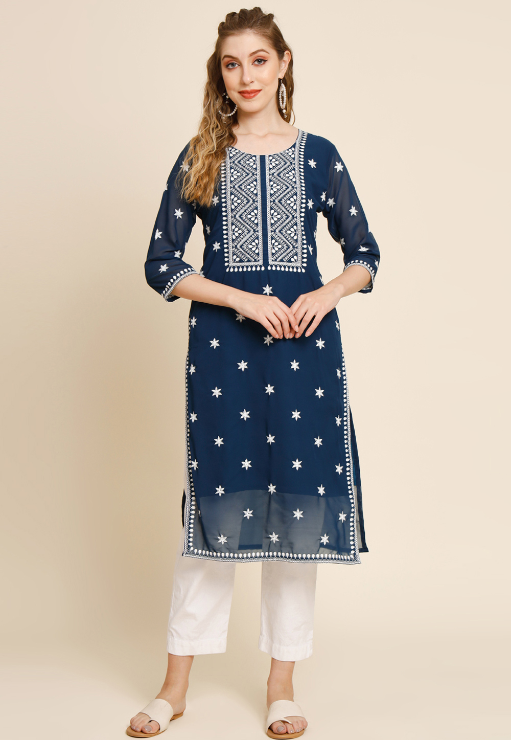 Navy Blue Georgette Kurtis Online Shopping for Women at Low Prices