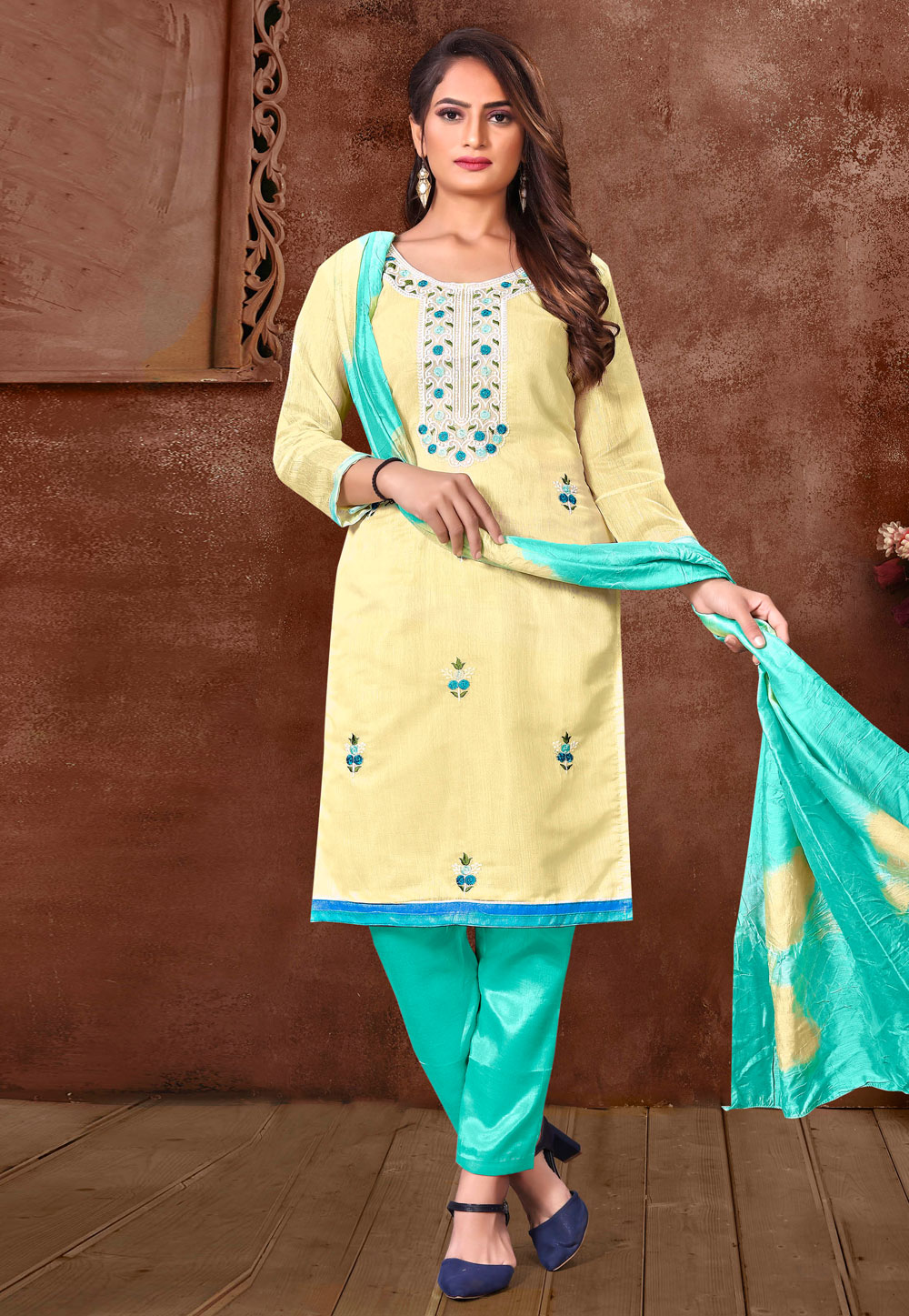 Yellow Silk Pakistani Suit 251256