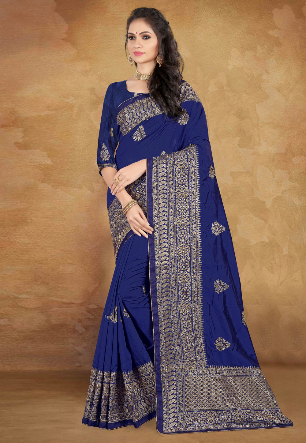 Blue Silk Saree With Blouse 193016