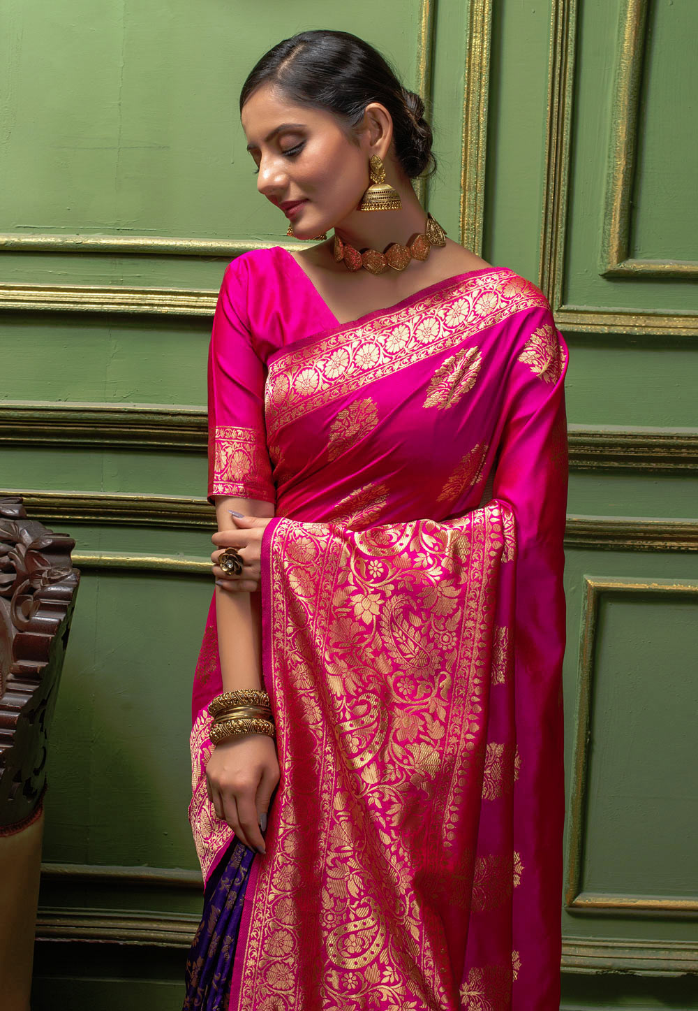 Rani Pink Bridal Silk Saree – Roliana