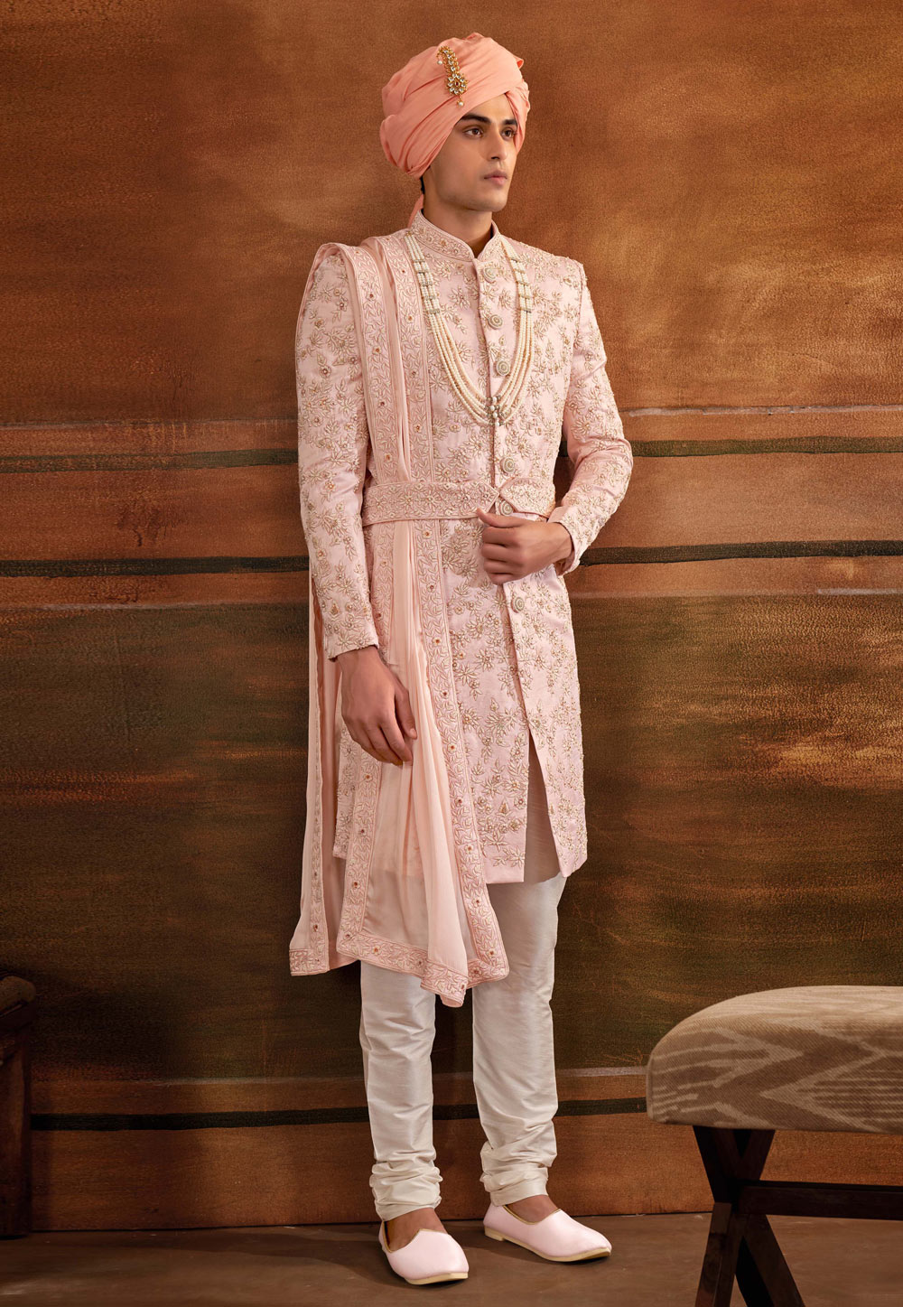 Pink Art Silk Sherwani 252189