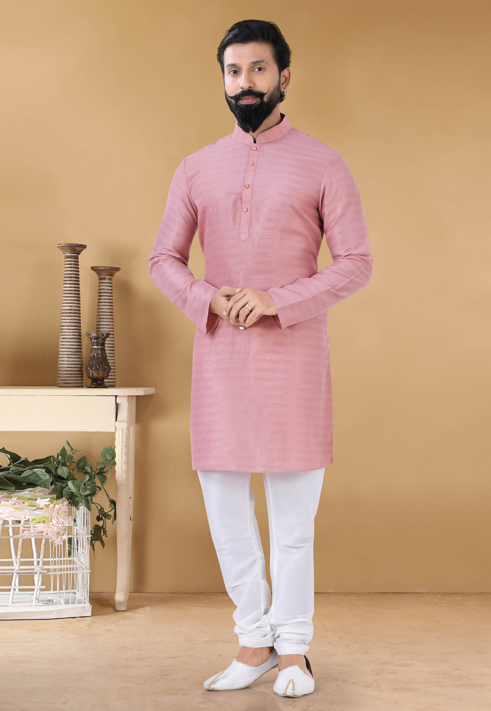 Pink Soft Cotton Kurta Pajama 254030