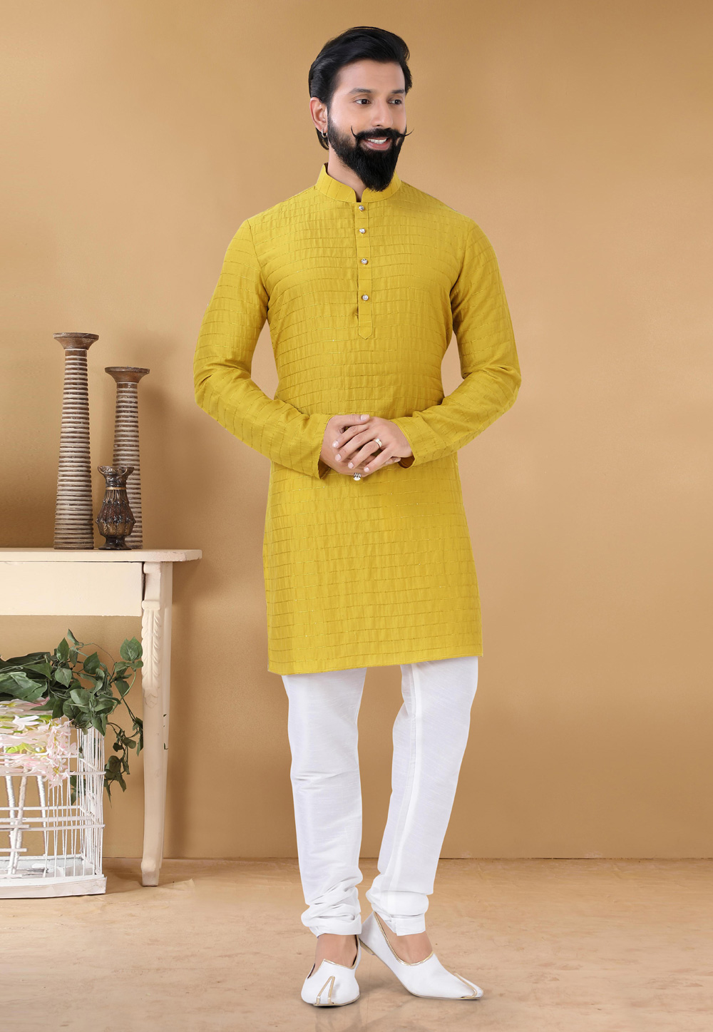 Yellow Soft Cotton Kurta Pajama 254039