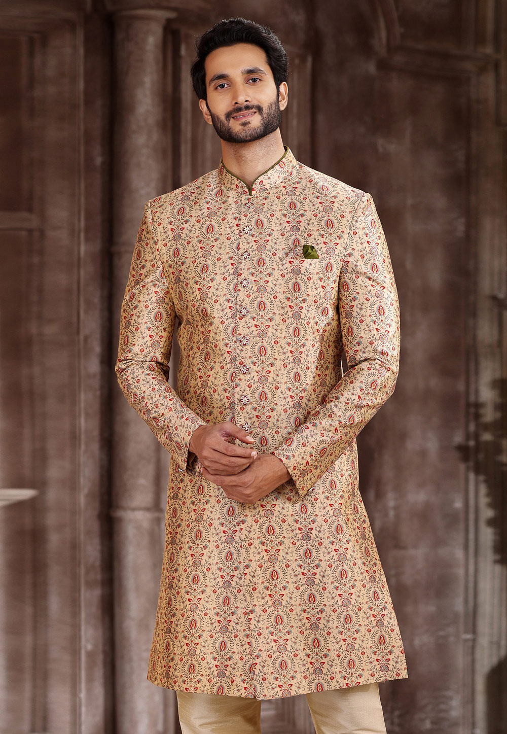 Buy White Silk Thread Embroidered Anarkali Sherwani Wedding Wear Online at  Best Price | Cbazaar