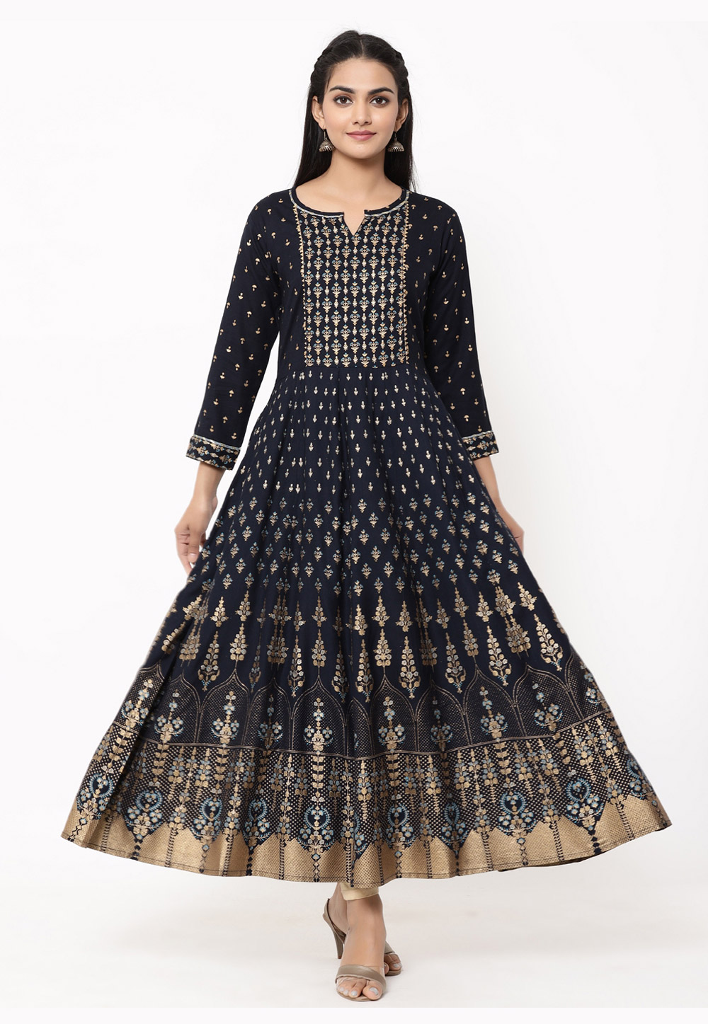 Navy Blue Rayon Kurti 217461