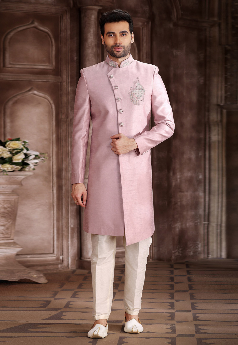 Pink Art Silk Indo Western Sherwani 267329