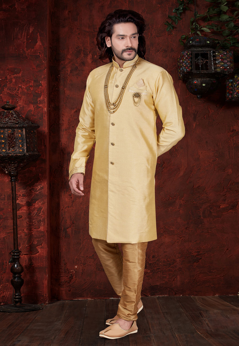 Golden Silk Indo Western Suit 216363