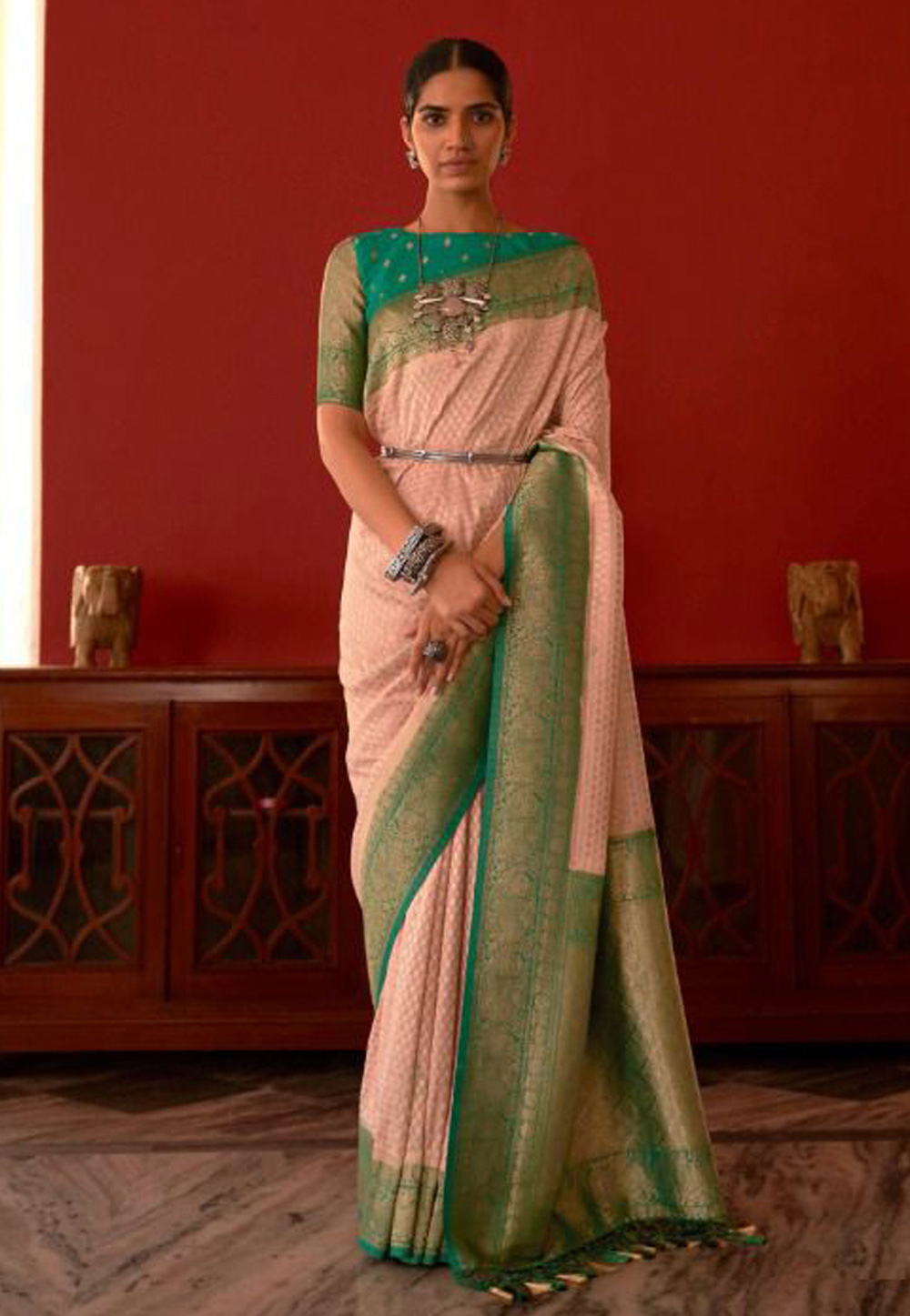 Peach Silk Saree With Blouse 254775
