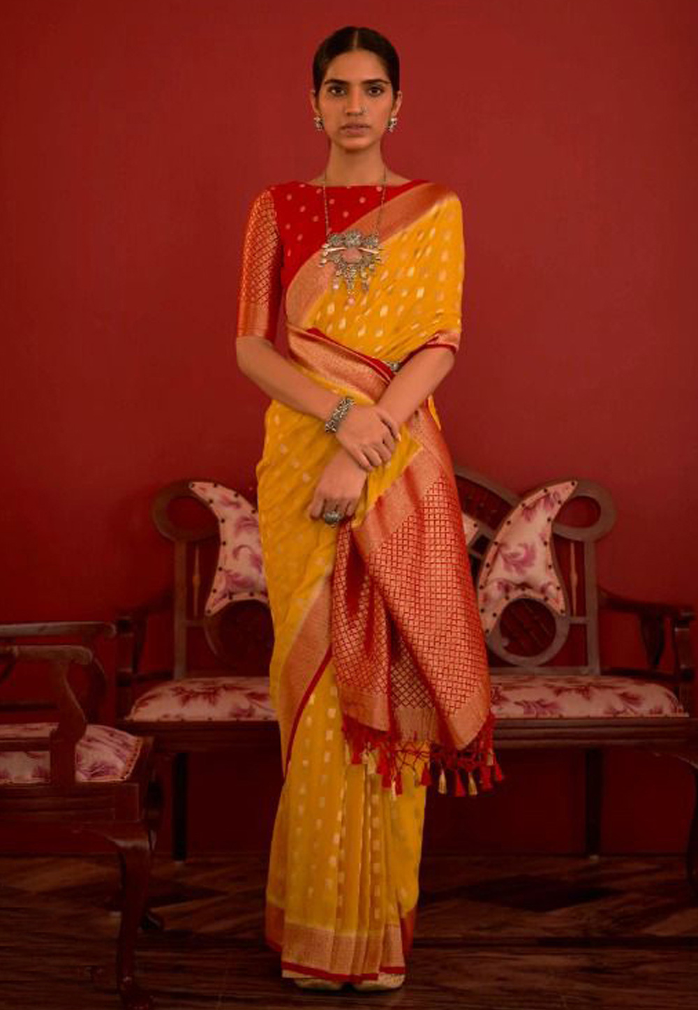 Yellow Silk Saree With Blouse 254779