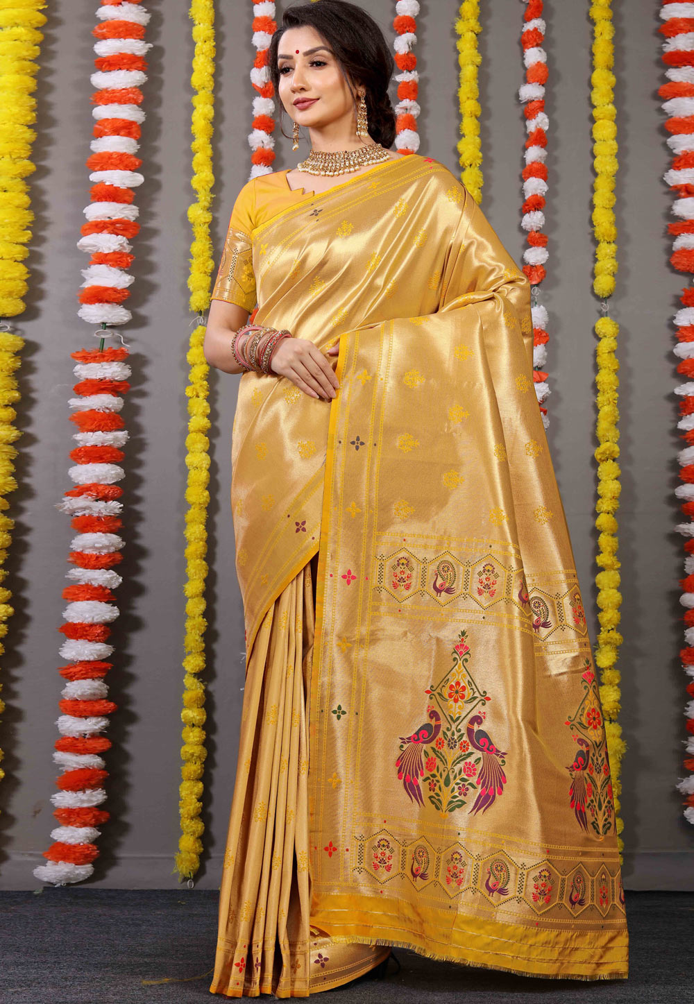Yellow Banarasi Silk Saree With Blouse 254904