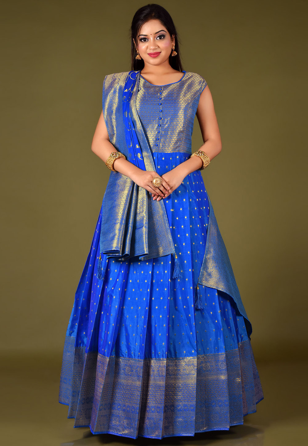 Blue Silk Floor Length Anarkali Suit 271839