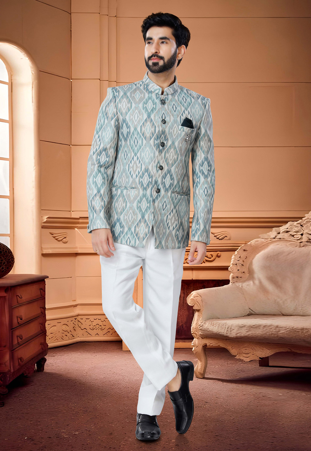 Sea Green Cotton Jodhpuri Suit 254865