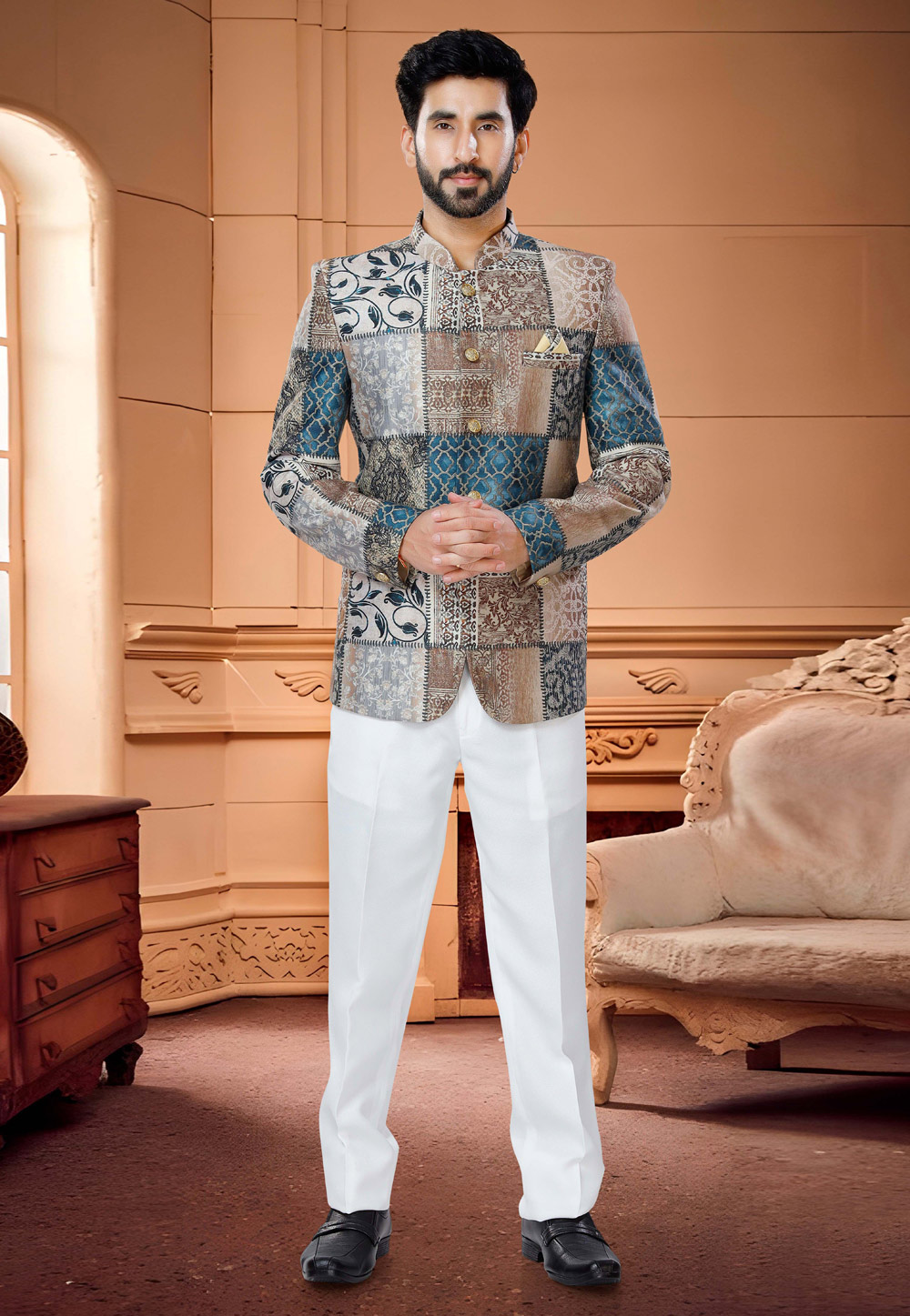 Multicolor Satin Jodhpuri Suit 254873