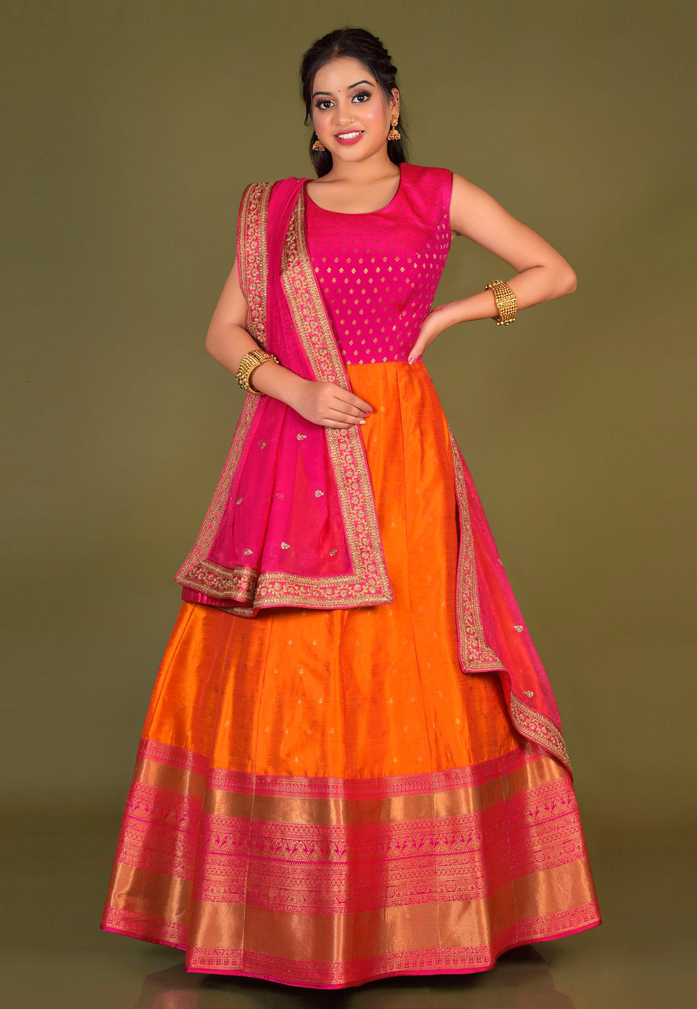 Orange Silk Floor Length Anarkali Suit 271855