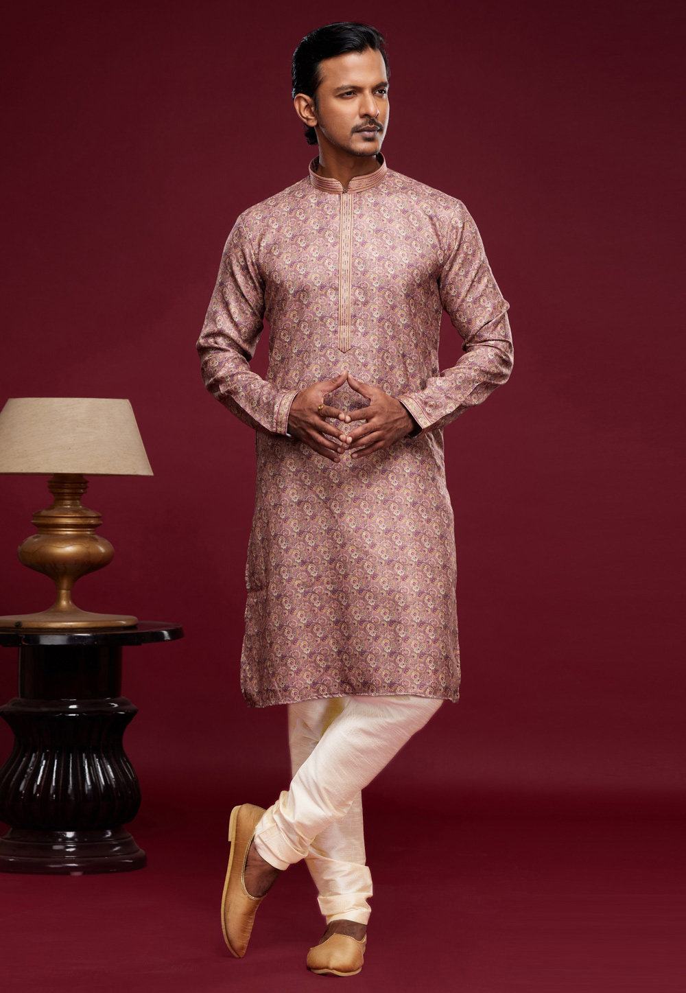 Peach Art Silk Kurta Pajama 273599