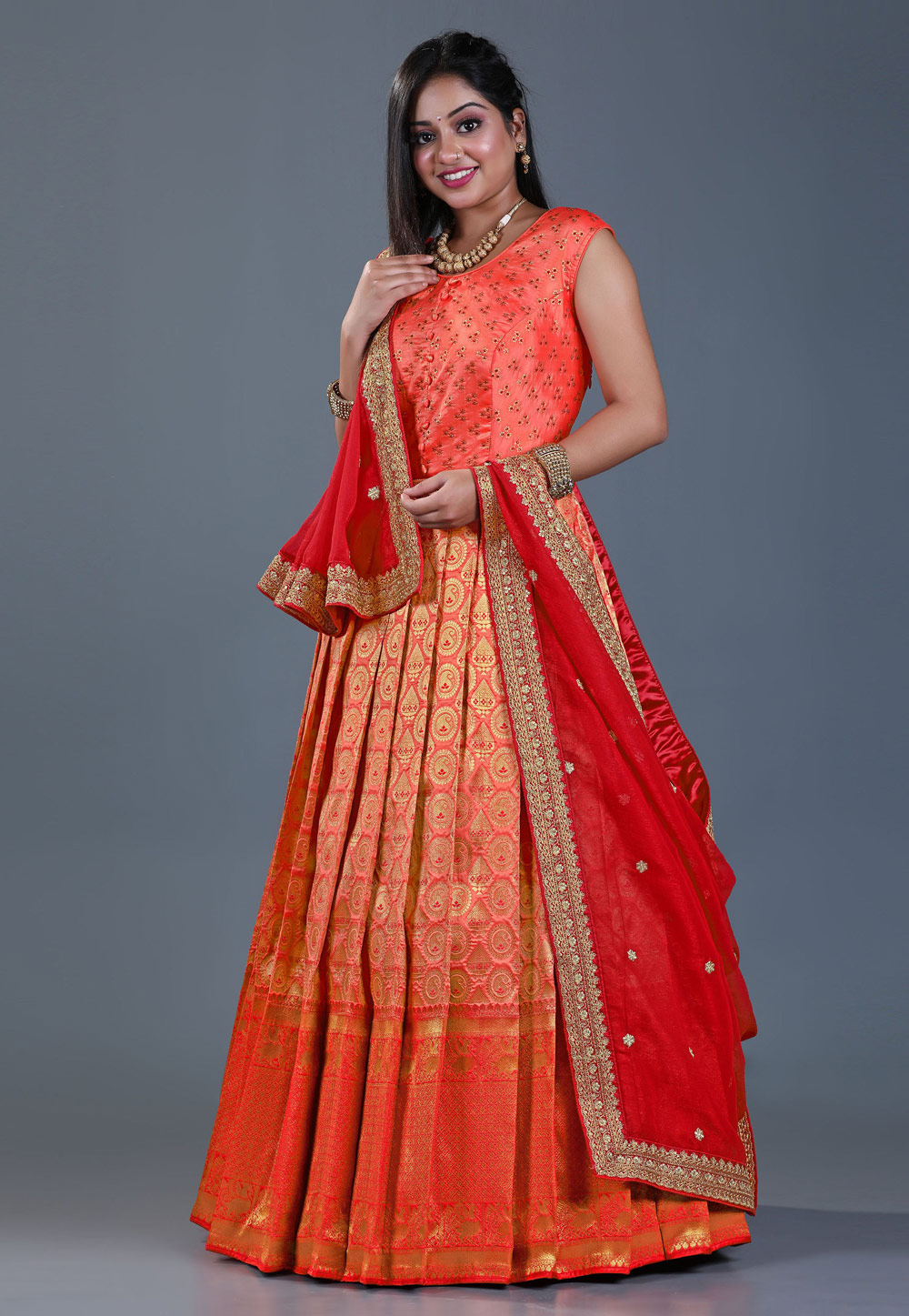 Red Silk Floor Length Anarkali Suit 271859