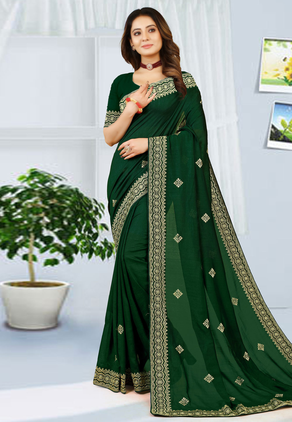 Green Georgette Saree With Blouse 261721