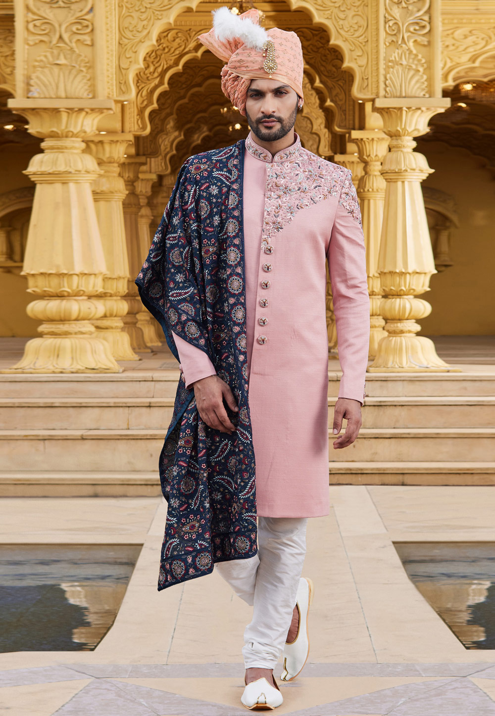 Pink Art Silk Sherwani 275173