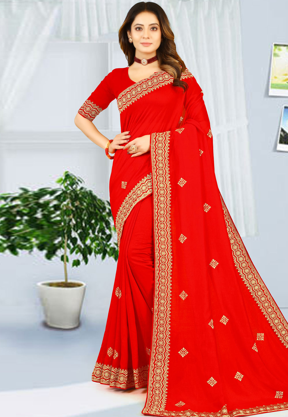 Red Georgette Saree With Blouse 261722