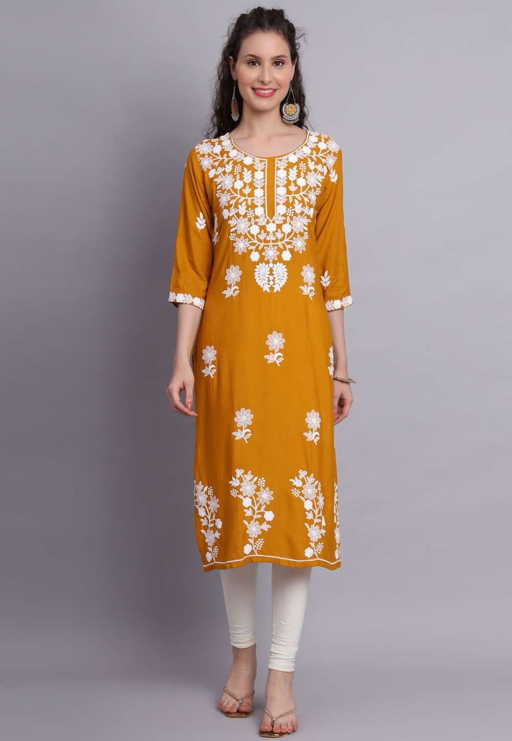 Mustard Rayon Long Kurti 271332