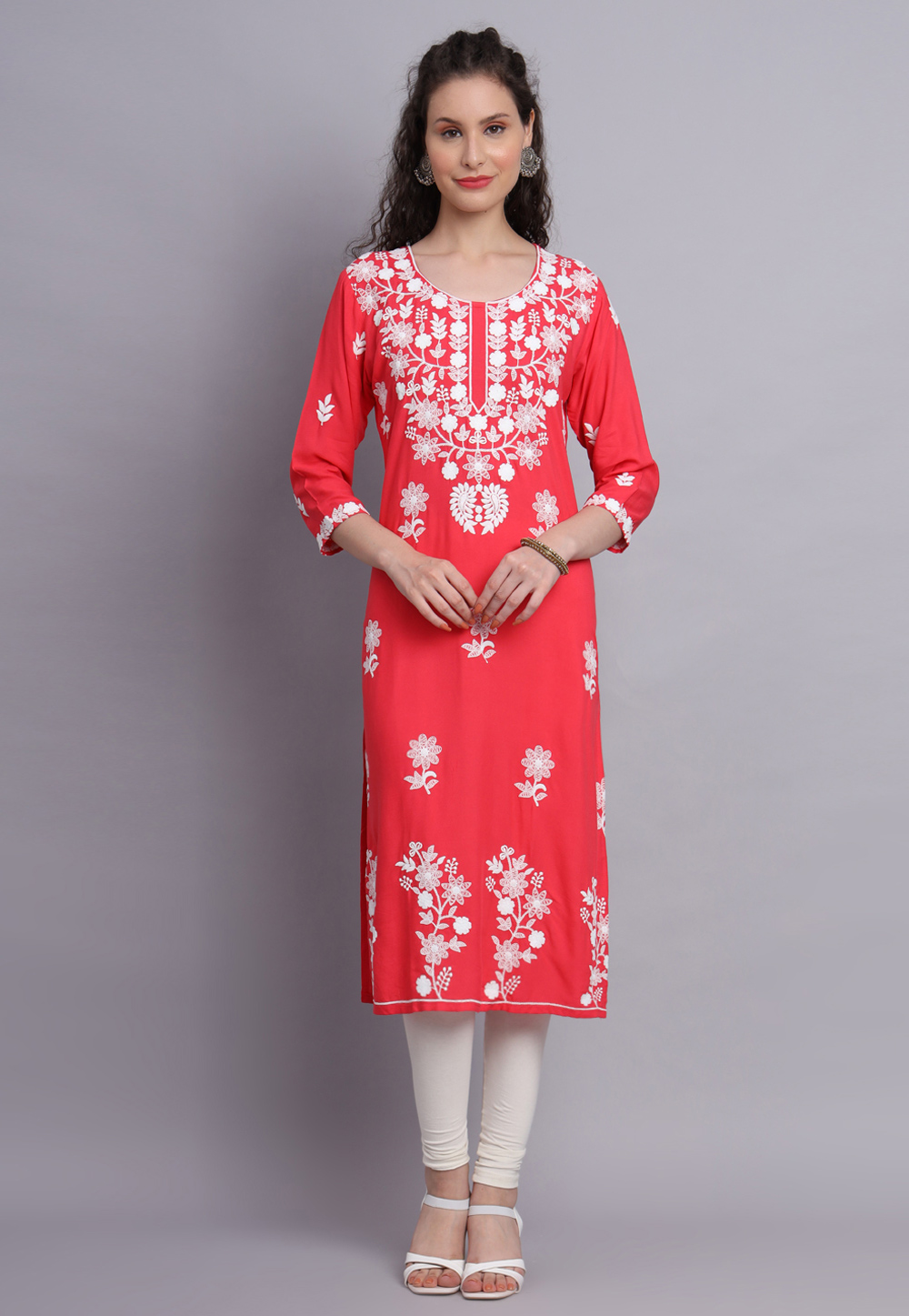 Pink Rayon Long Kurti 271334