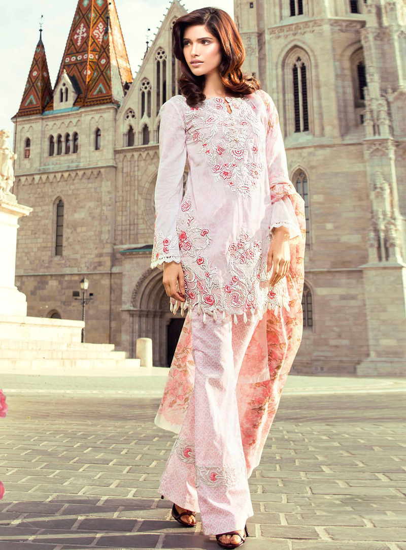 Light Pink Cambric Cotton Pakistani Style Suit 118611