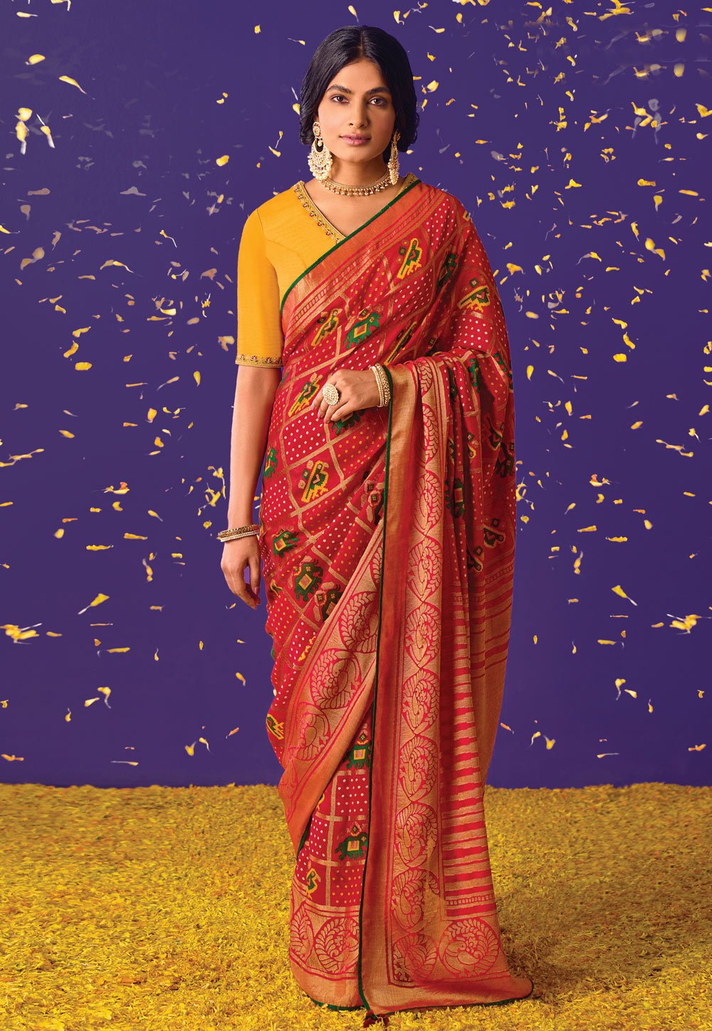 Maroon Brasso Saree With Blouse 246959