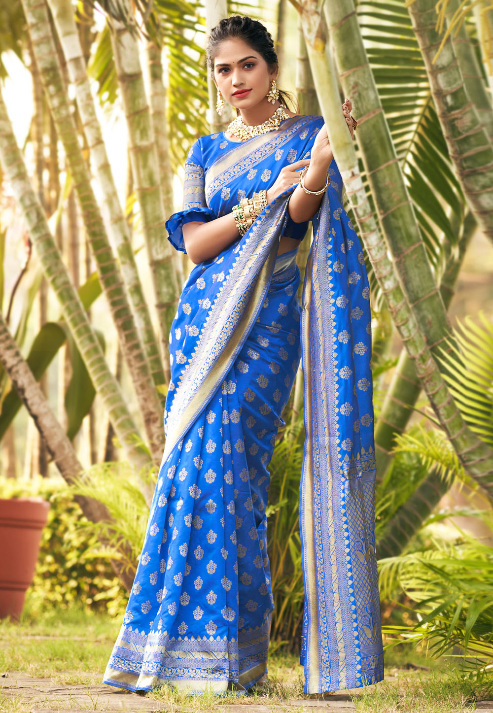 Blue Soft Silk Saree With Blouse 262274