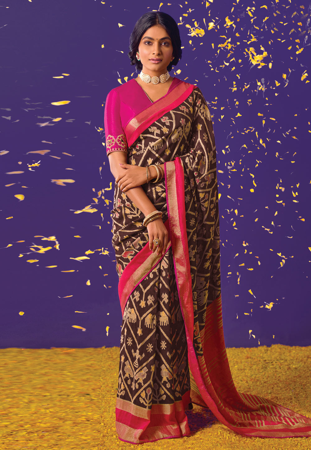 Brown Brasso Saree With Blouse 246961