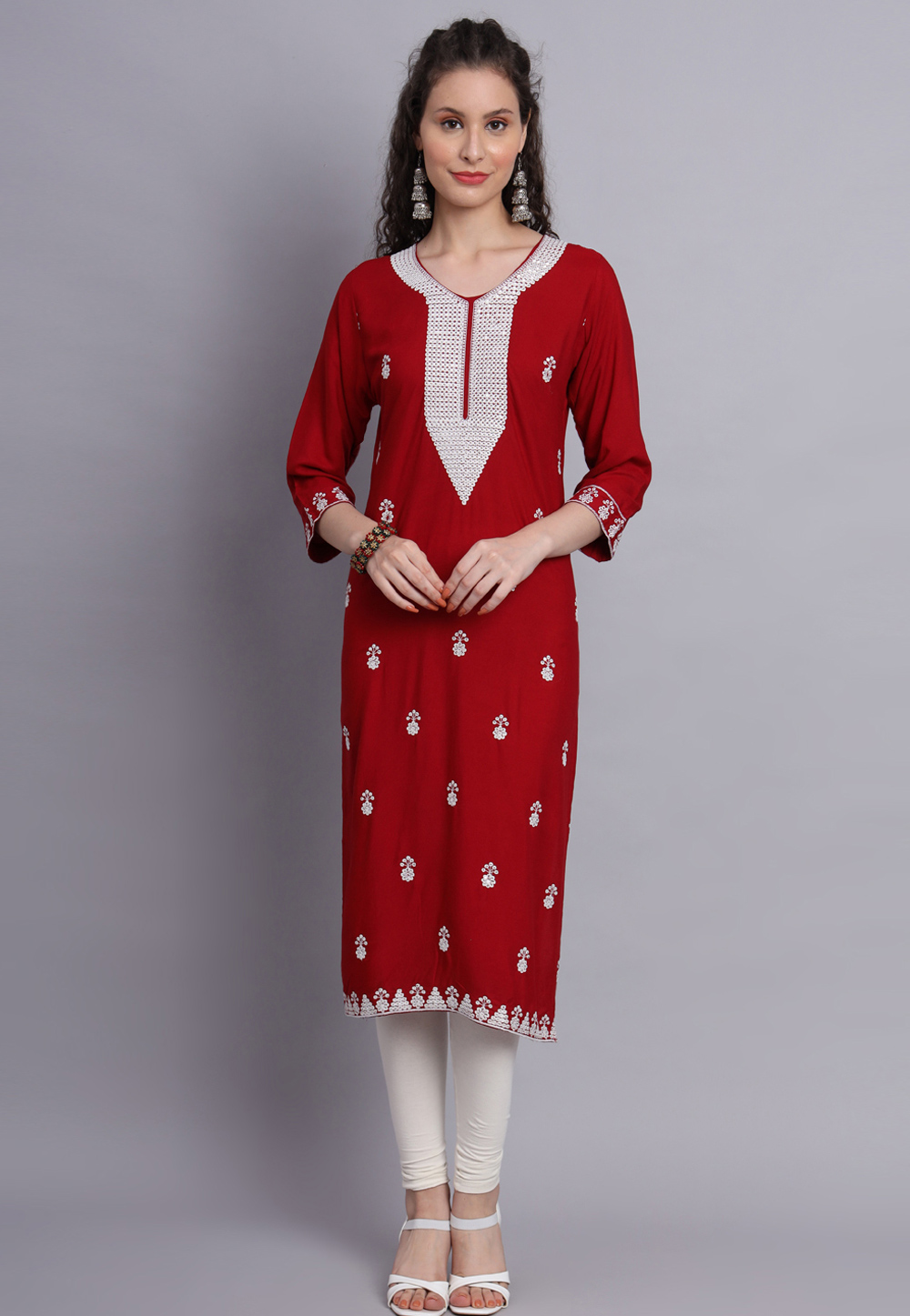 Maroon Rayon Long Kurti 271342