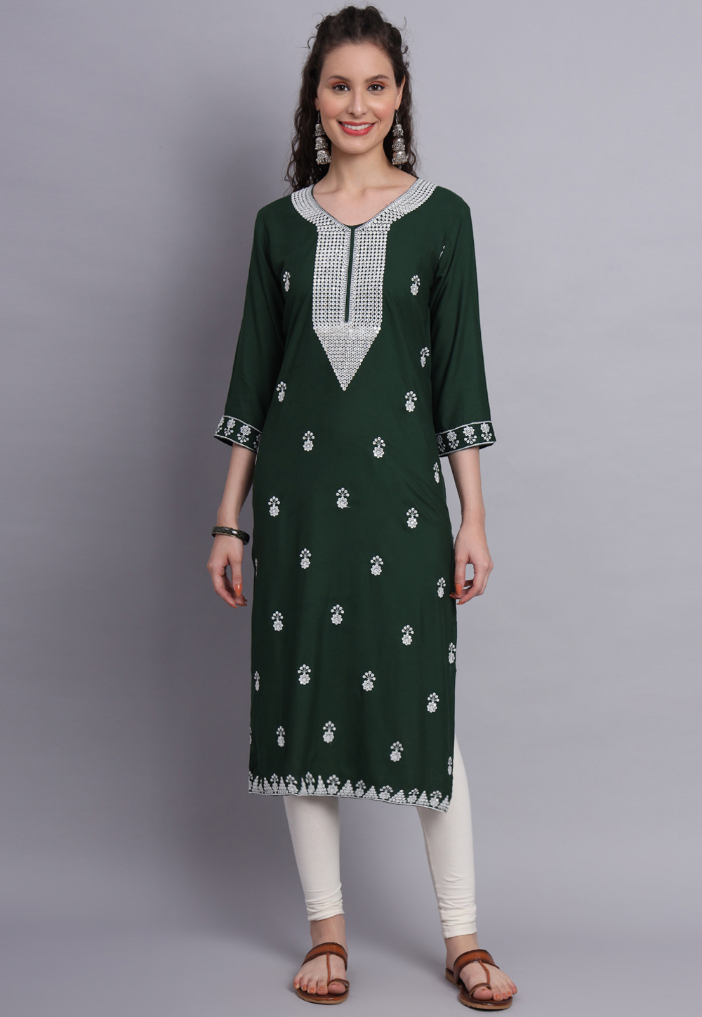 Green Rayon Long Tunic 271343