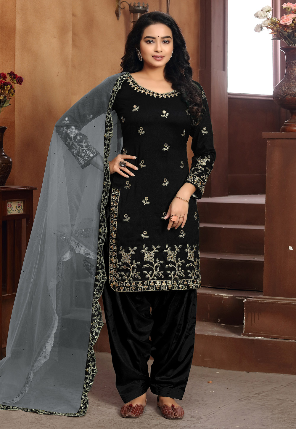 Black silk punjabi clearance suit