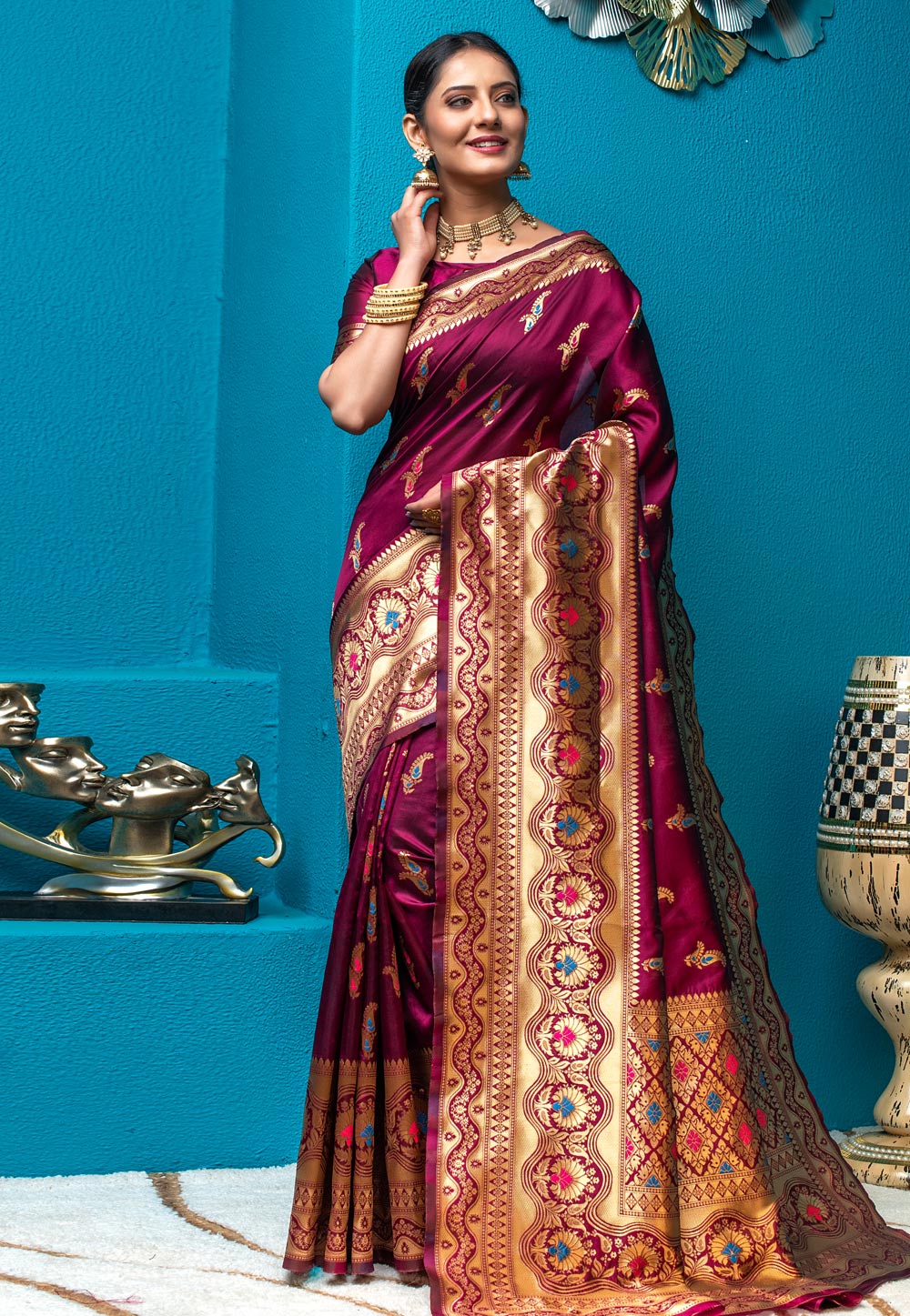 Purple Banarasi Silk Festival Wear Saree 228349