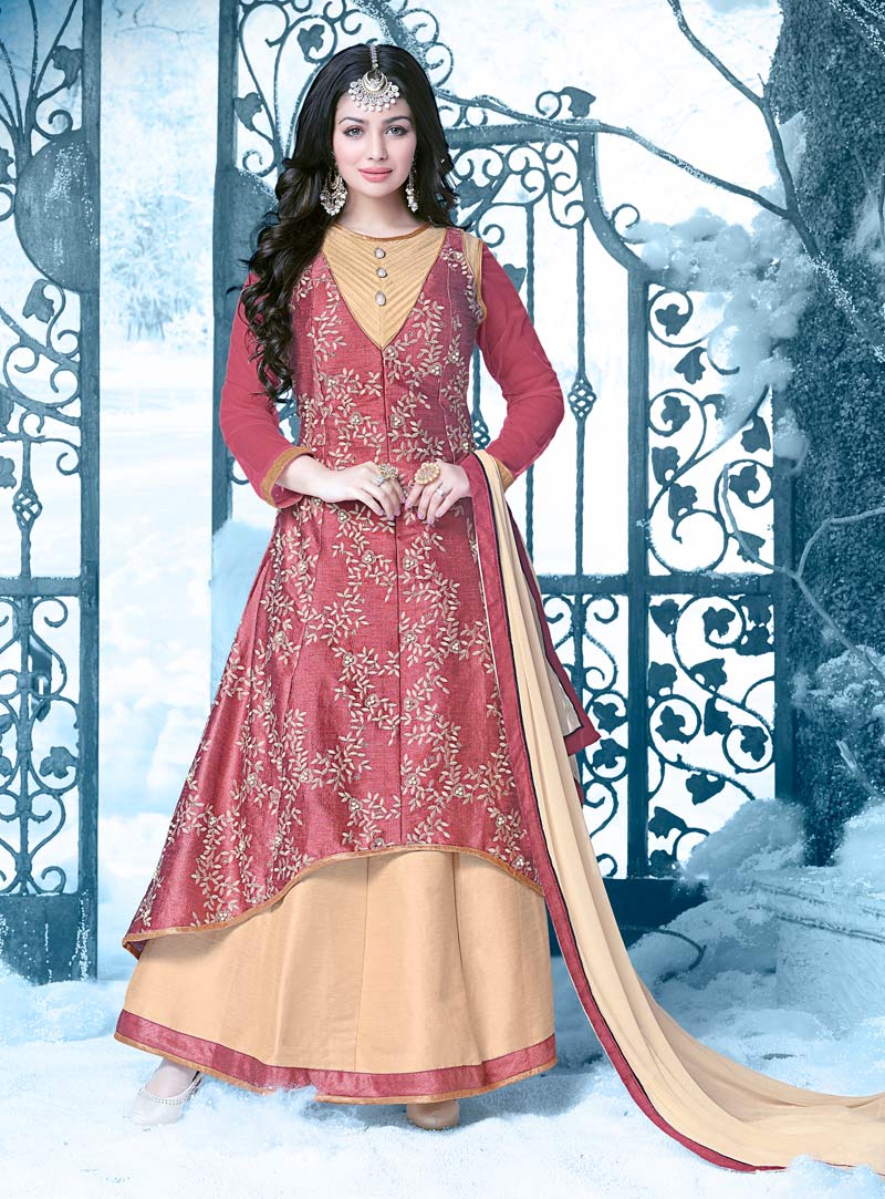 Ayesha Takia Pink Silk Designer Anarkali Suit 89972