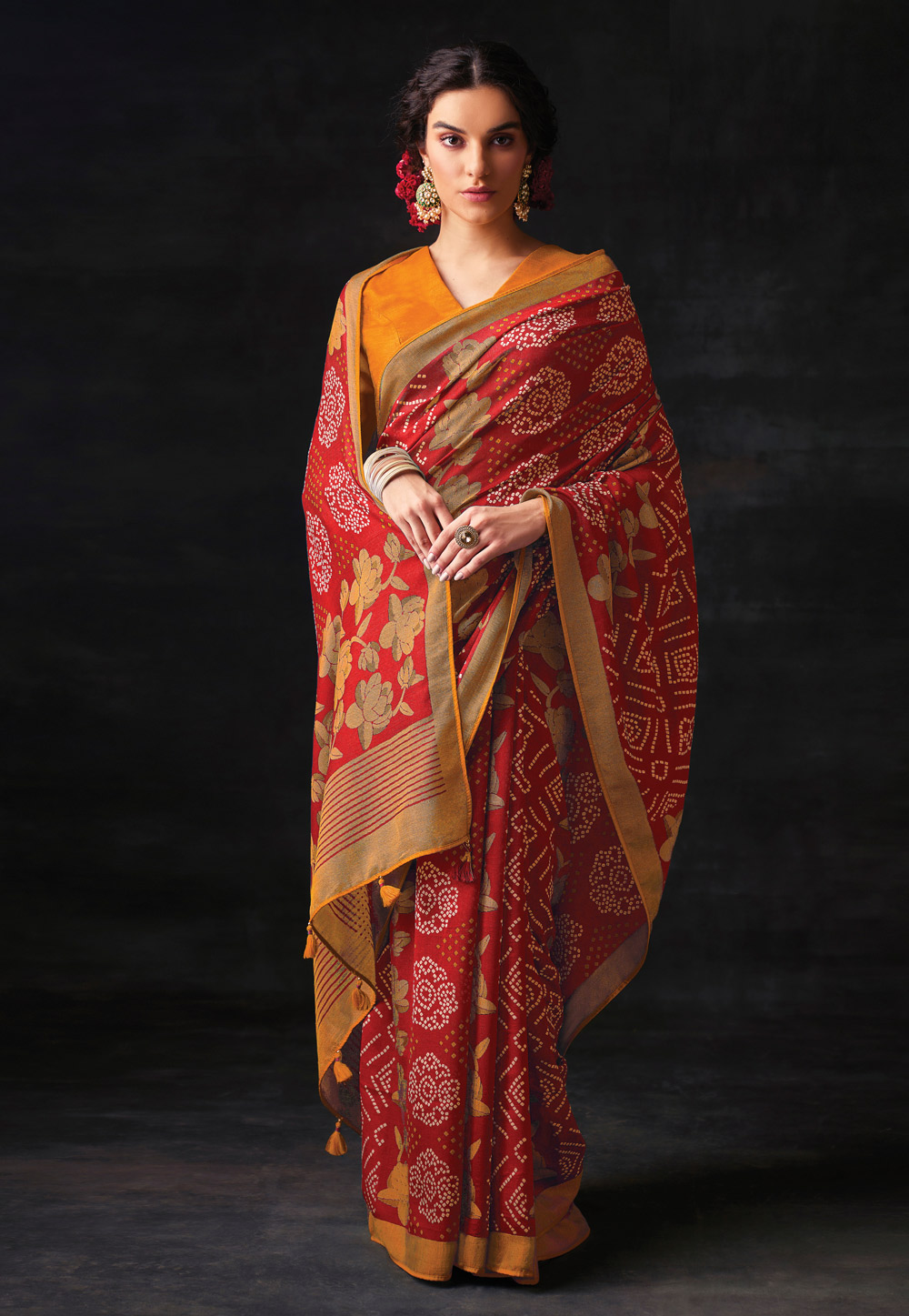 Maroon Brasso Saree With Blouse 247677