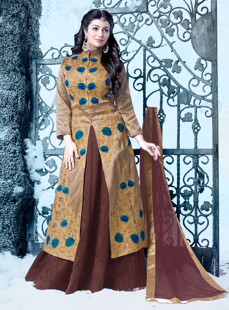 Virtual-Pink Ayesha-Takia Straight Long Churidar Salwar Kameez Suit with  Floral Zari-Embroidery | Exotic India Art