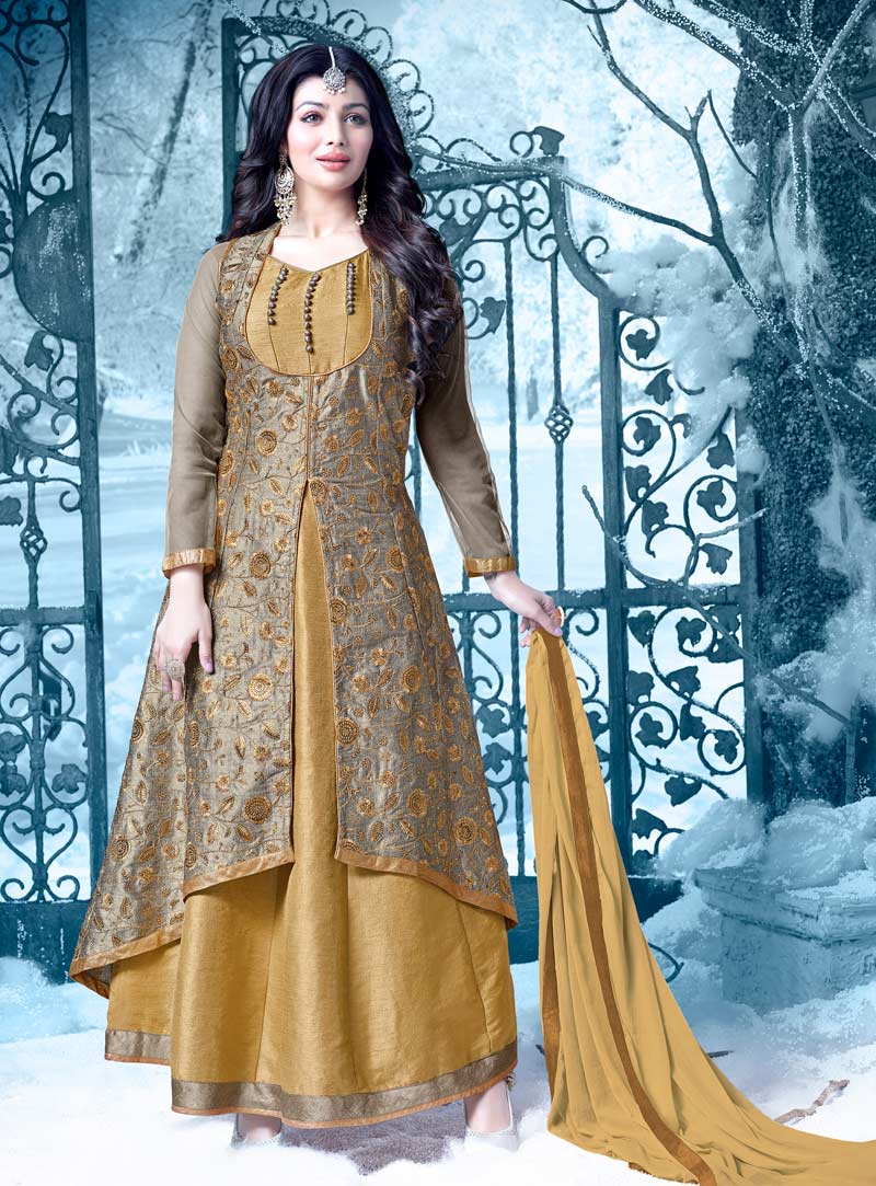 Ayesha Takia Light Brown Silk Designer Anarkali Suit 89977