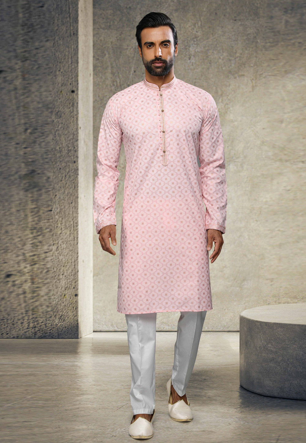 Pink Cotton Kurta Pajama 255856