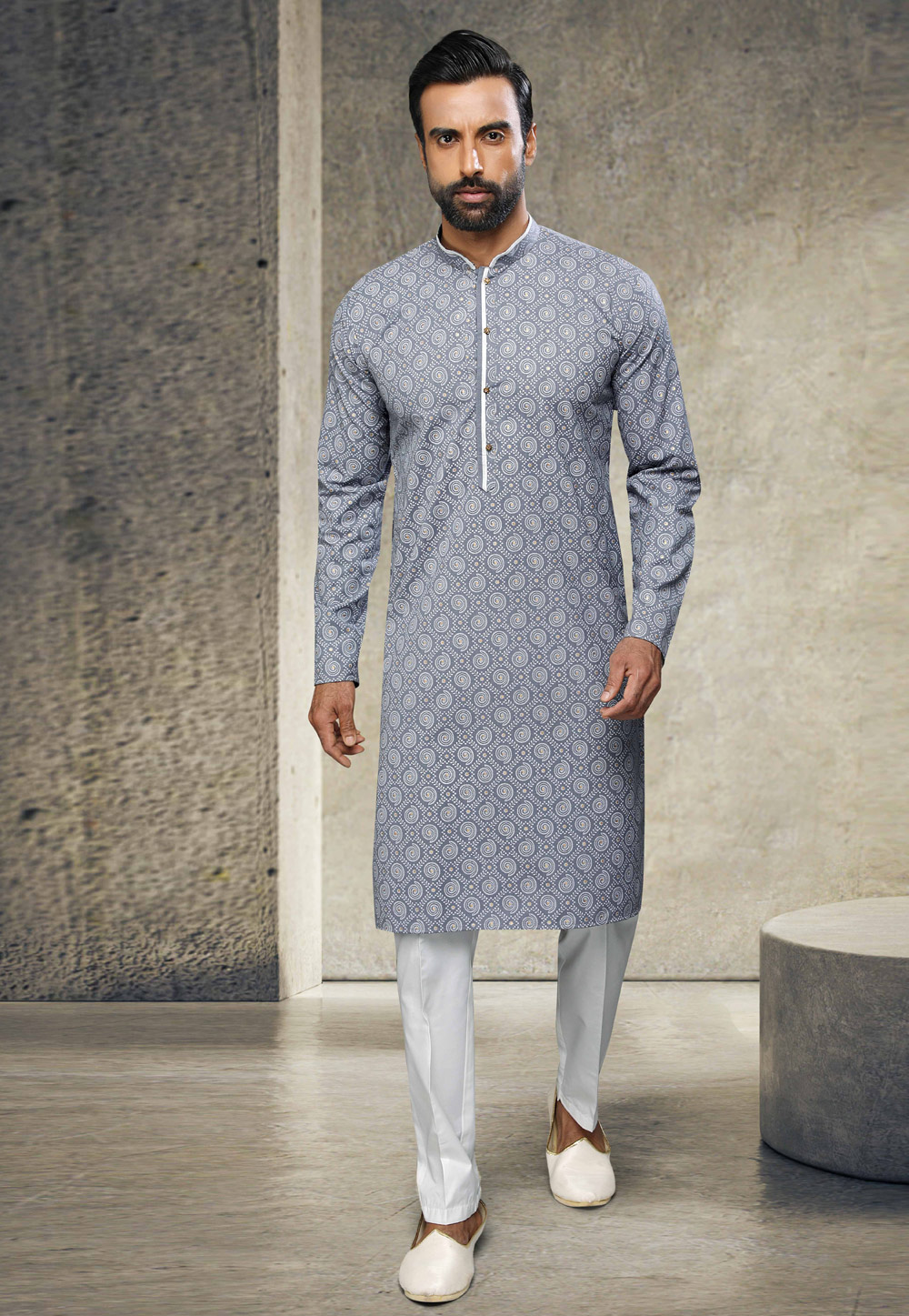 Grey Cotton Kurta Pajama 255862