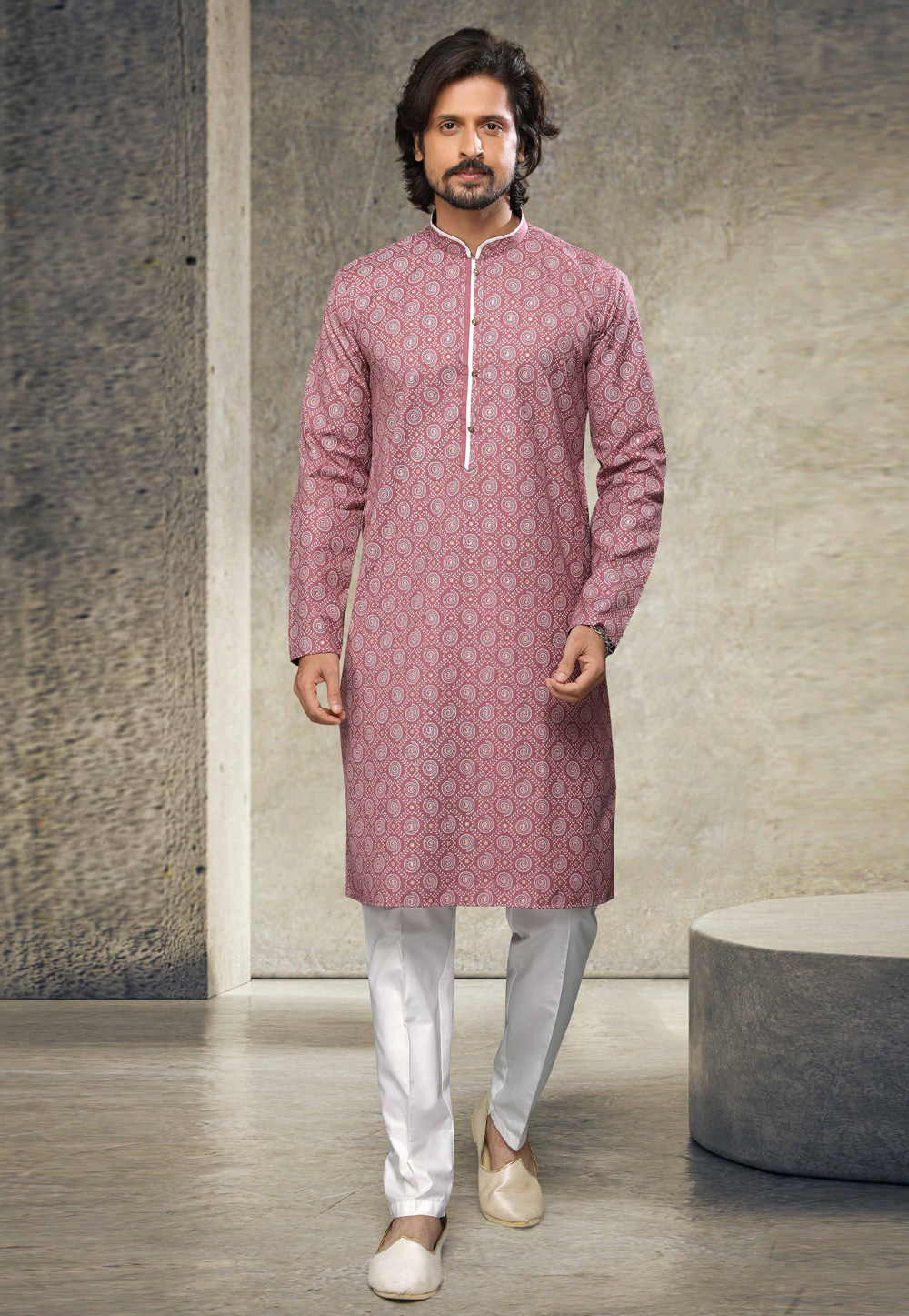 Pink Cotton Kurta Pajama 255864