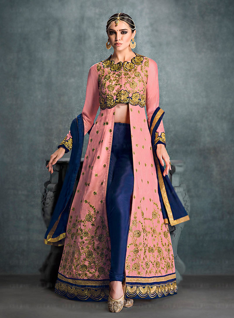 Pink Banglori Silk Pant Style Suit 73193