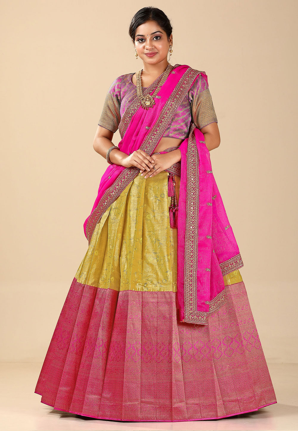 Pink Banarasi Silk Lehenga Choli 275258
